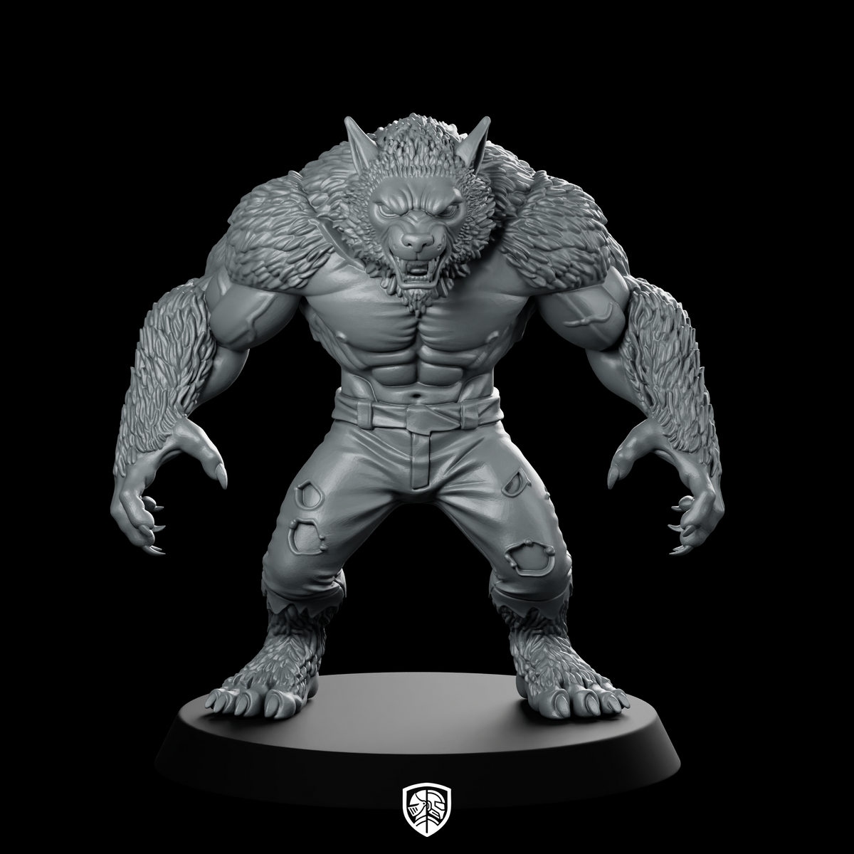 Werewolf Crouching With Claws Out Miniature Beast