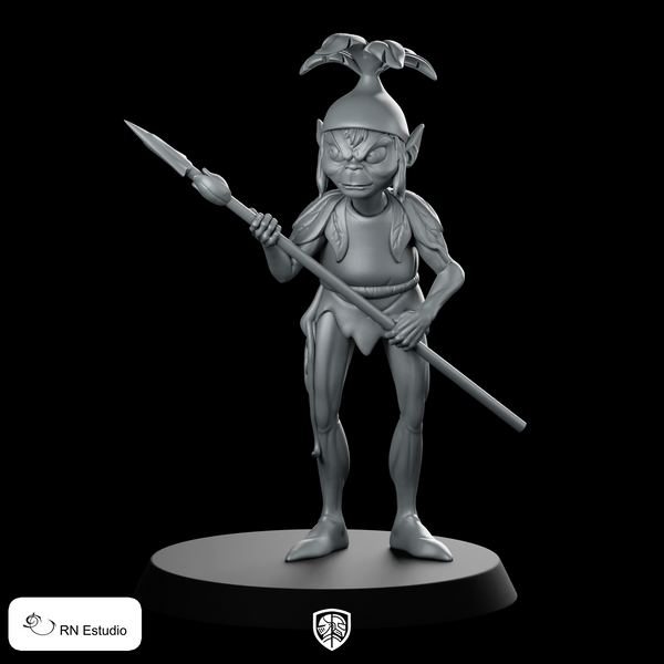 Wood Elf 2 Miniature Goblin Spearman