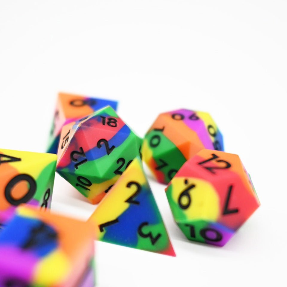 Psychedelic Squish Rocks | Silicone Dice | 7 Piece Set - Tabletop Dominion - We Print Miniatures