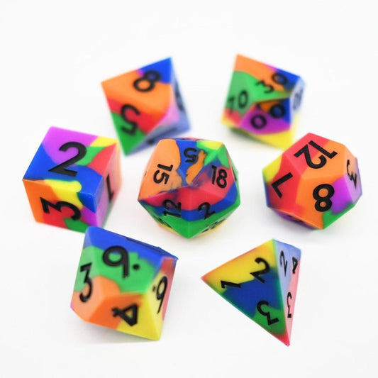 Psychedelic Squish Rocks | Silicone Dice | 7 Piece Set - Tabletop Dominion - We Print Miniatures
