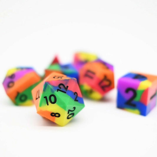 Psychedelic Squish Rocks | Silicone Dice | 7 Piece Set - Tabletop Dominion - We Print Miniatures