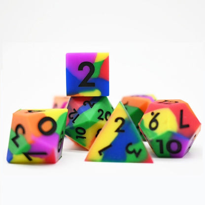 Psychedelic Squish Rocks | Silicone Dice | 7 Piece Set - Tabletop Dominion - We Print Miniatures