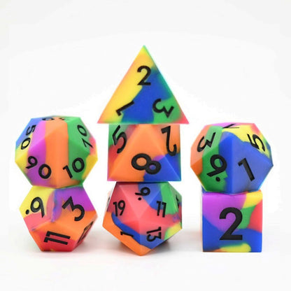 Psychedelic Squish Rocks | Silicone Dice | 7 Piece Set - Tabletop Dominion - We Print Miniatures