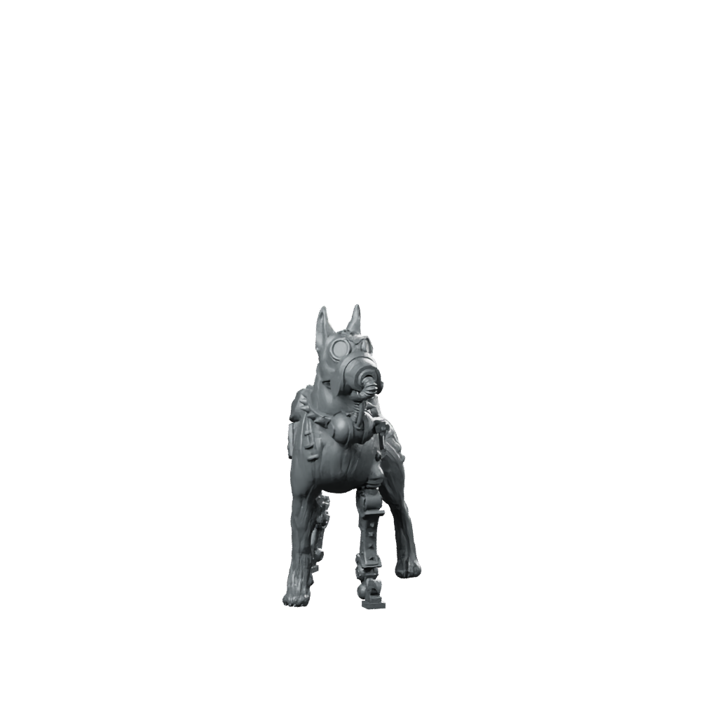 Trench Soldier Psycho Dog DKOK Miniature Companion Cyberpunk Miniature 360 Spin 01
