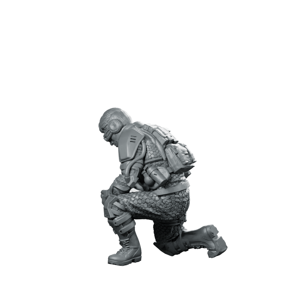 Psycho Tracers v1 Cyberpunk Miniature Kneeling Photographer Operative - Unit9 - We Print Miniatures