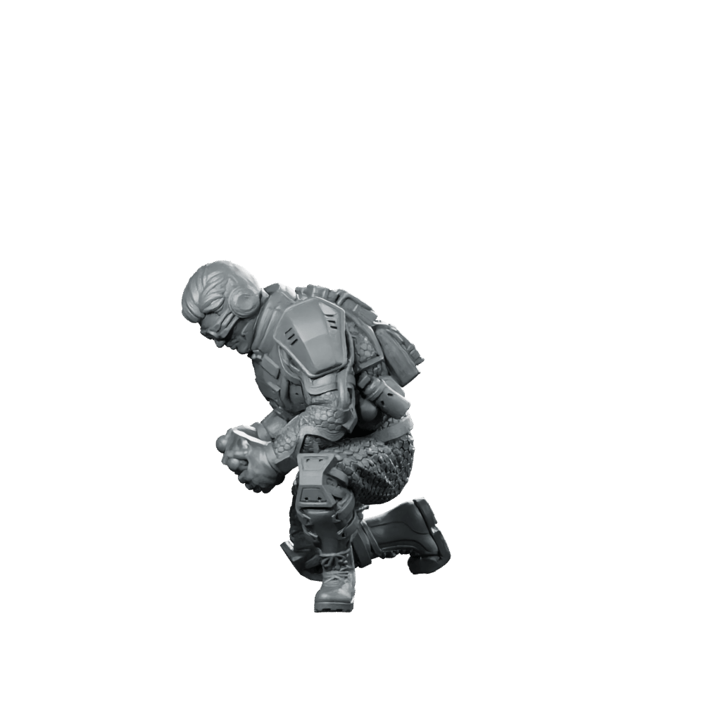Psycho Tracers v1 Cyberpunk Miniature Kneeling Photographer Operative - Unit9 - We Print Miniatures