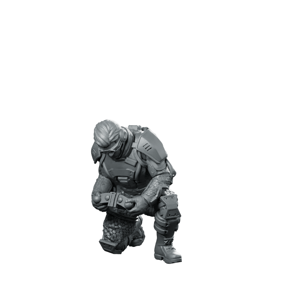 Psycho Tracers v1 Cyberpunk Miniature Kneeling Photographer Operative - Unit9 - We Print Miniatures