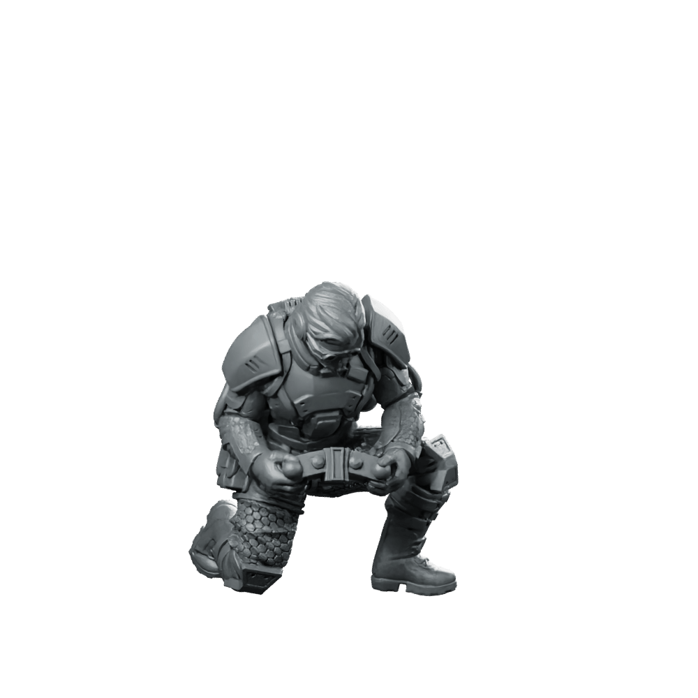 Psycho Tracers v1 Cyberpunk Miniature Kneeling Photographer Operative - Unit9 - We Print Miniatures
