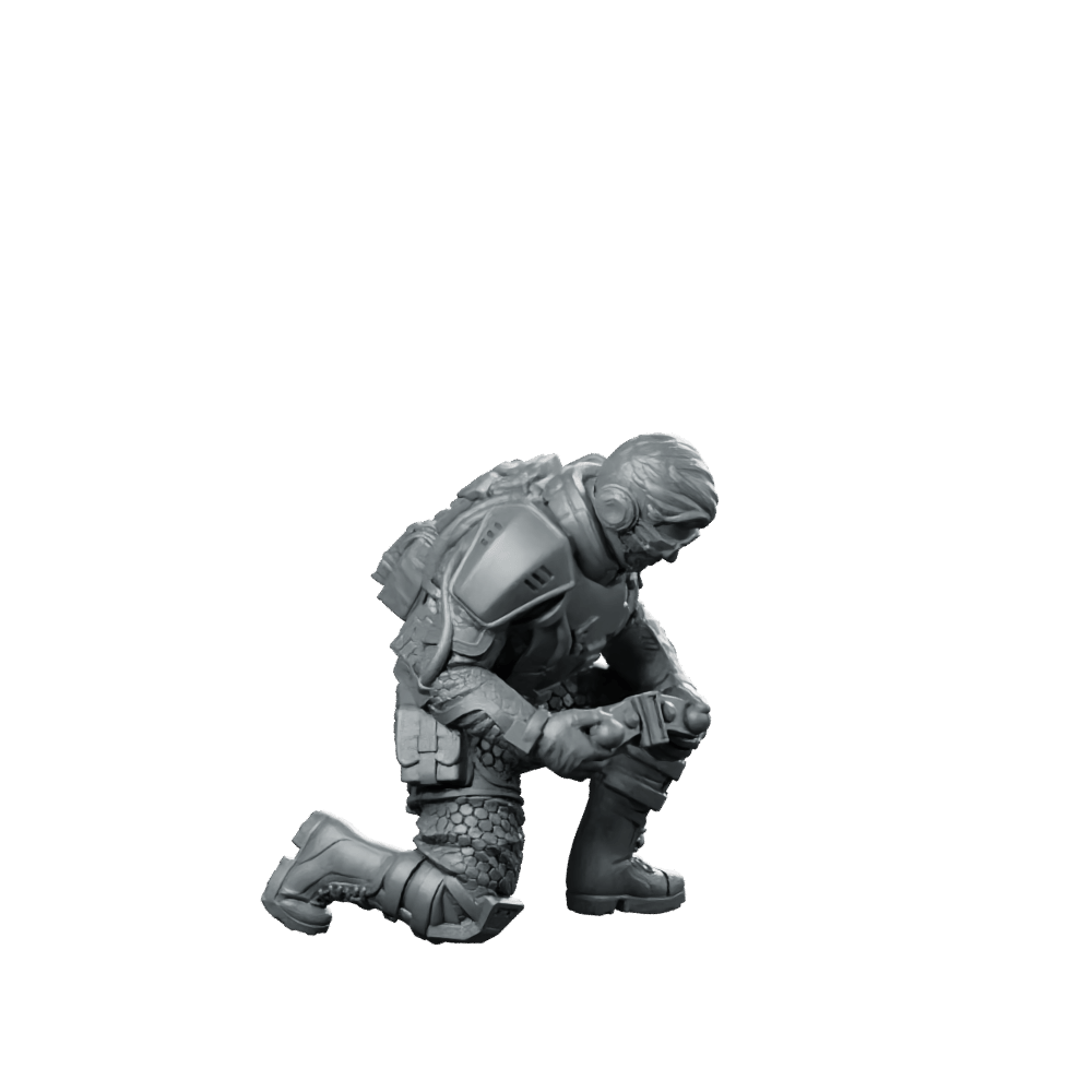 Psycho Tracers v1 Cyberpunk Miniature Kneeling Photographer Operative - Unit9 - We Print Miniatures