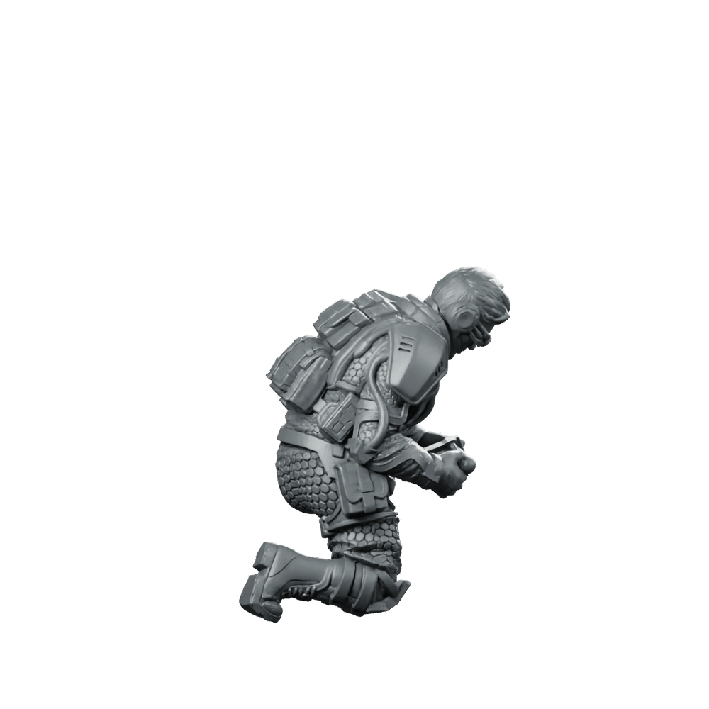 Psycho Tracers v1 Cyberpunk Miniature Kneeling Photographer Operative - Unit9 - We Print Miniatures