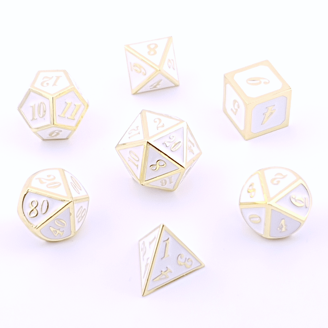 Pure Noble | Solid Metal Dice | 7 piece Set - Tabletop Dominion - We Print Miniatures