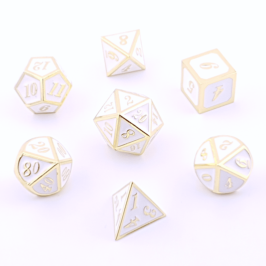 Pure Noble | Solid Metal Dice | 7 piece Set - Tabletop Dominion - We Print Miniatures