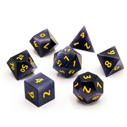 Purple Cats Eye | Natural Gemstone | 7 Piece Set - Tabletop Dominion - We Print Miniatures