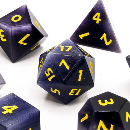 Purple Cats Eye | Natural Gemstone | 7 Piece Set - Tabletop Dominion - We Print Miniatures
