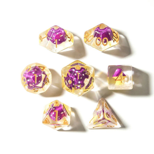 Purple Mushies | Resin Inclusion Dice | 7 Piece Set - Tabletop Dominion - We Print Miniatures
