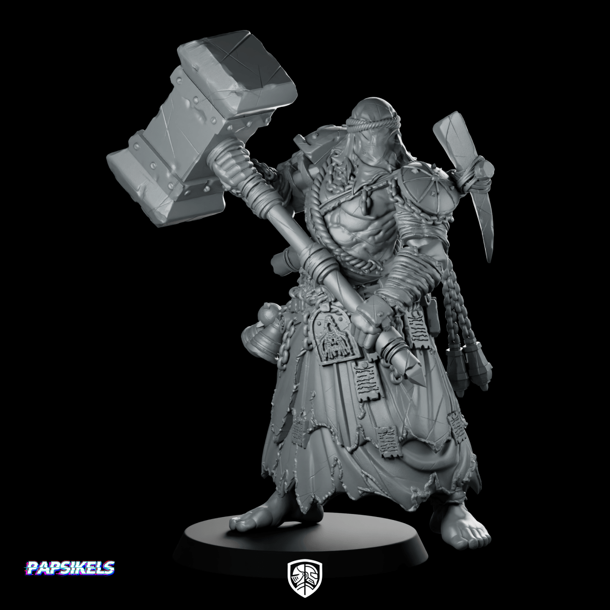 Quiapo Communicant Miniature Sci - Fi Heavy Hammer Warrior - Papsikels Miniatures - We Print Miniatures