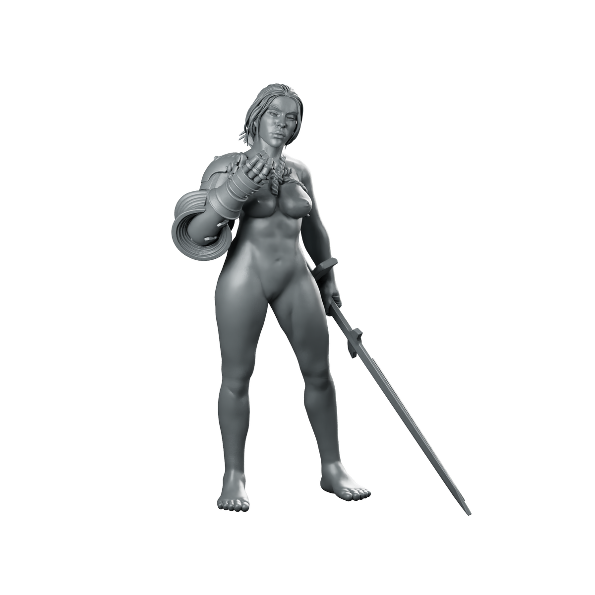 Quiapo Naked Female Warrior Miniature Cybernetic Swordswoman Miniature 360 Spin 01