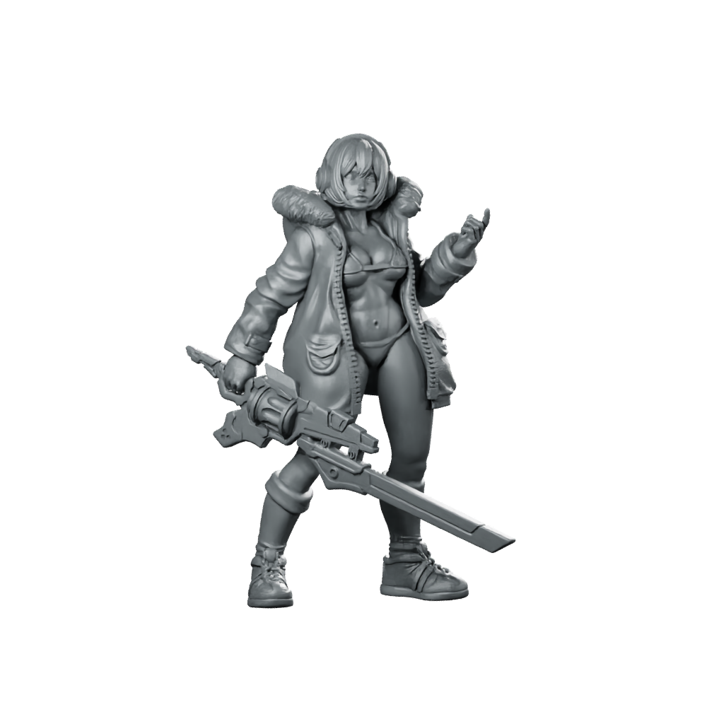 Quinciney Death Stripper Miniature Sci-Fi Female Warrior Miniature 360 Spin 01