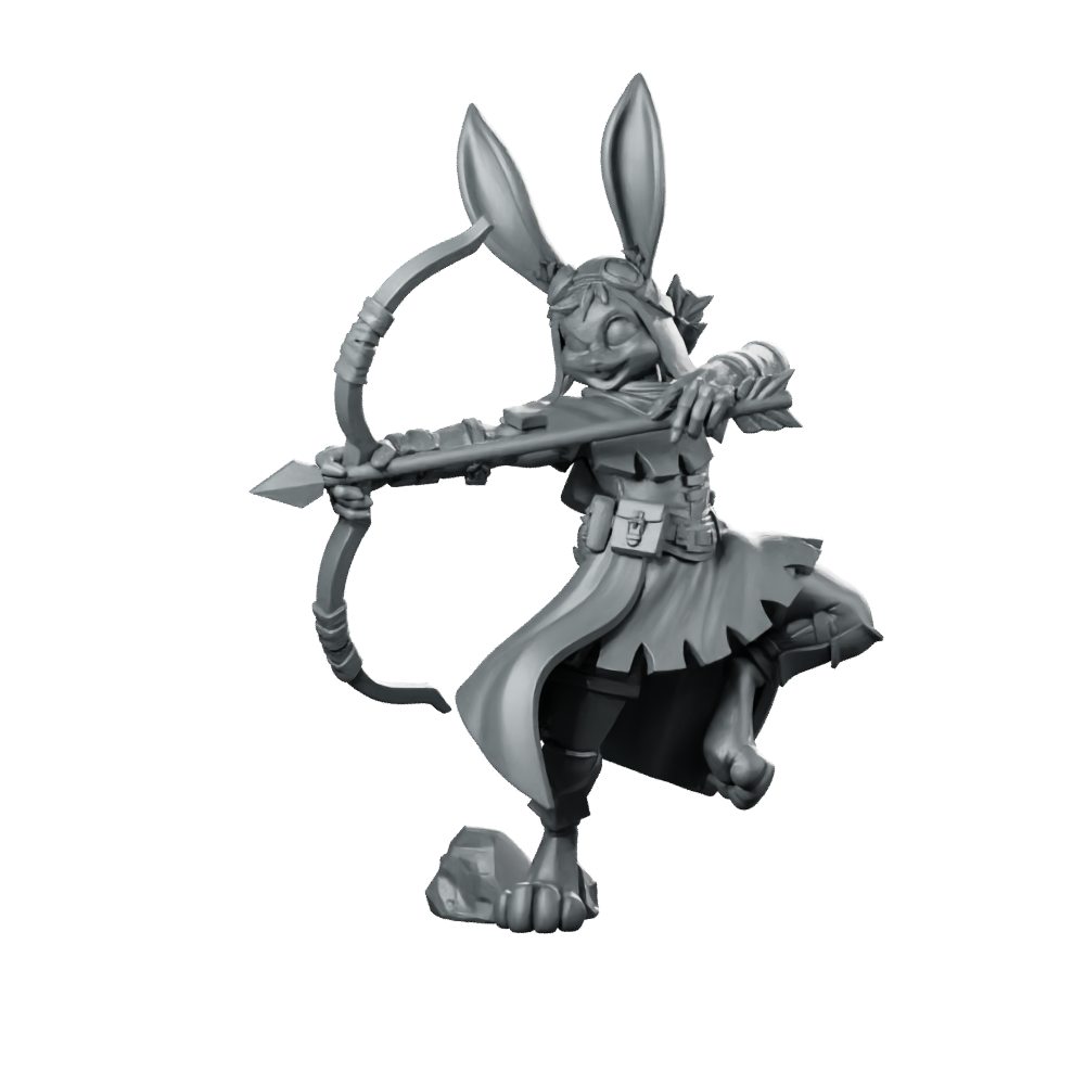 Rabbitfolk Archer Miniature Bunny Ranger Bowwoman Scout Miniature 360 Spin 01