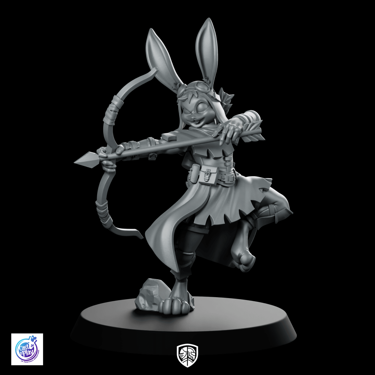 Rabbitfolk Archer Miniature Bunny Ranger Bowwoman Scout - CastNPlay - We Print Miniatures