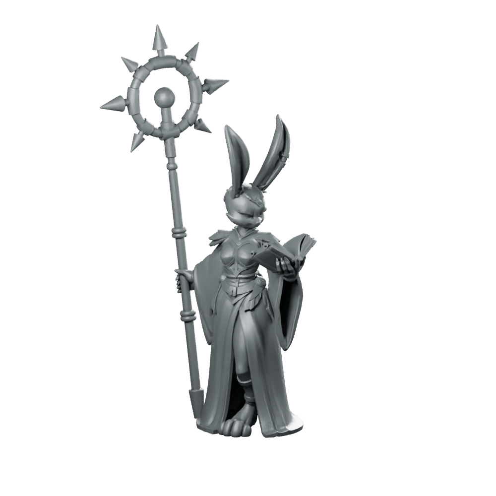 Rabbitfolk Cleric Miniature Resin Fantasy RPG Character - CastNPlay - We Print Miniatures