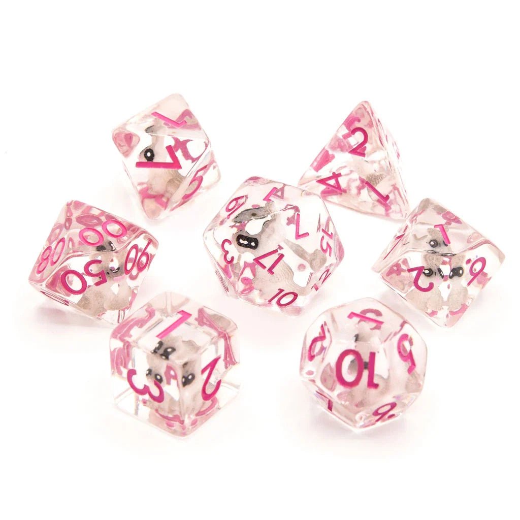 Rabbits | Resin Inclusion Dice | 7 Piece Set - Tabletop Dominion - We Print Miniatures