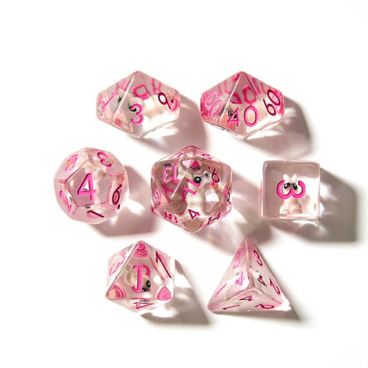 Rabbits | Resin Inclusion Dice | 7 Piece Set - Tabletop Dominion - We Print Miniatures
