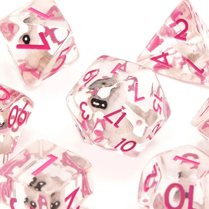 Rabbits | Resin Inclusion Dice | 7 Piece Set - Tabletop Dominion - We Print Miniatures