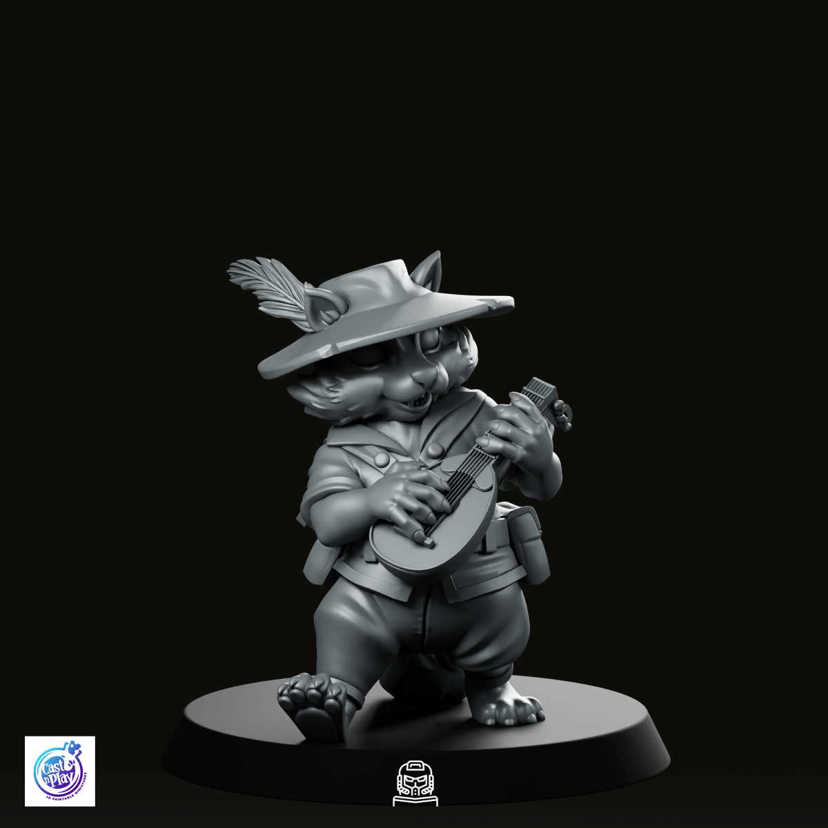 Racoon Bard Miniature - CastNPlay - We Print Miniatures