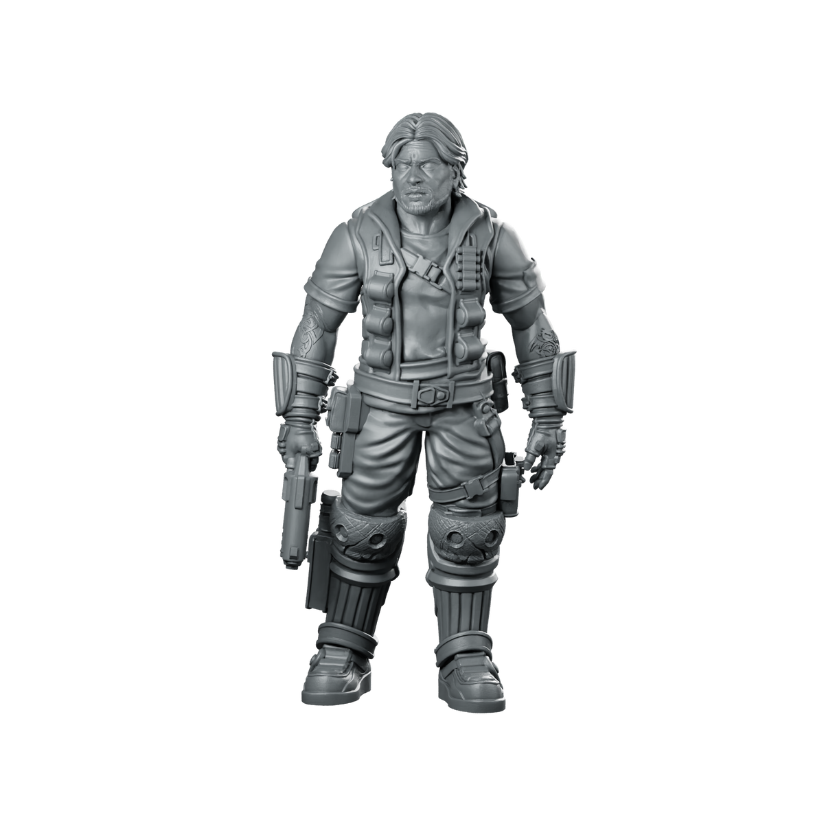 Raider Leader Miniature Pistol Wielding Wasteland Mercenary Miniature 360 Spin 01
