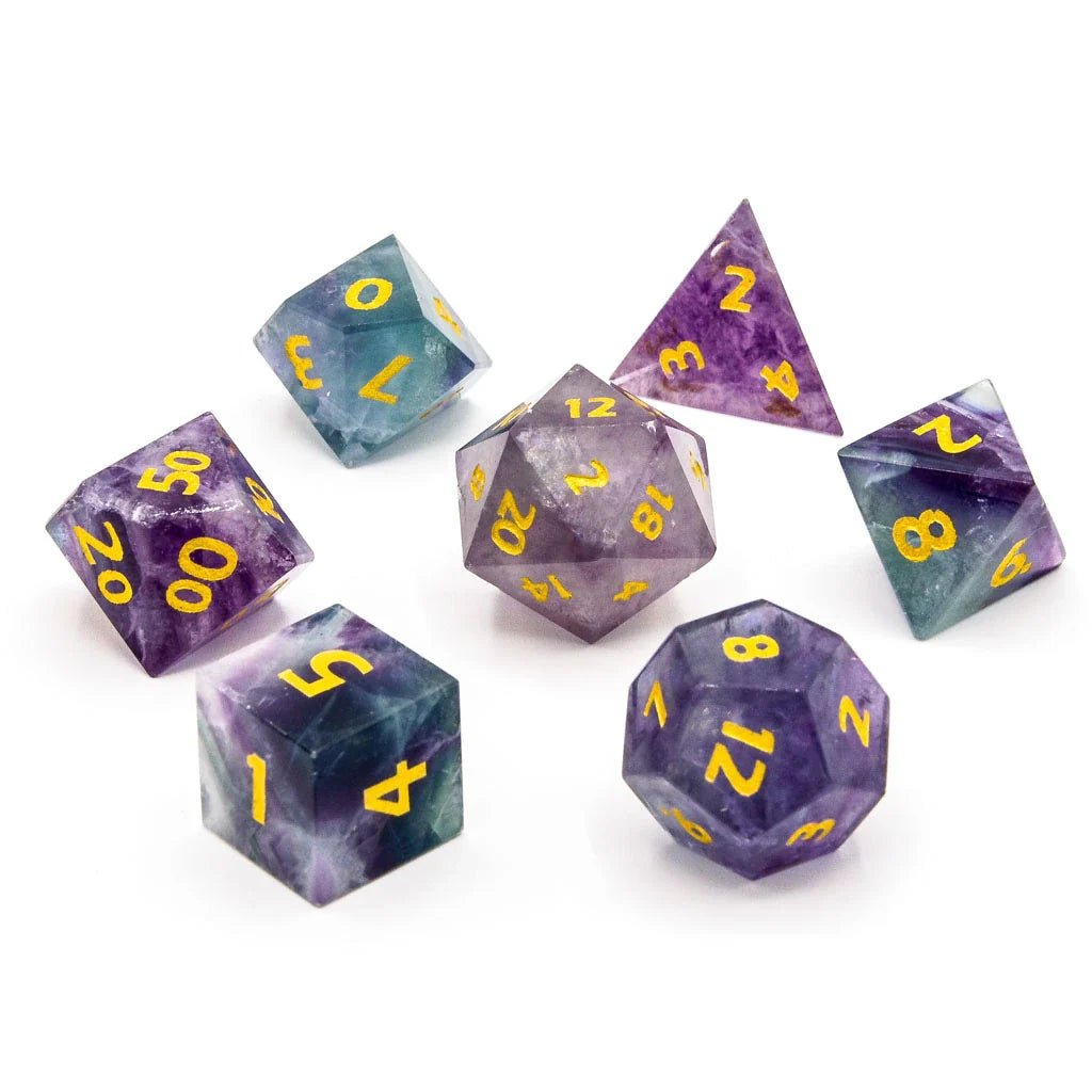 Rainbow Fluorite | Natural Gemstone | 7 Piece Set - Tabletop Dominion - We Print Miniatures