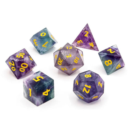 Rainbow Fluorite | Natural Gemstone | 7 Piece Set - Tabletop Dominion - We Print Miniatures