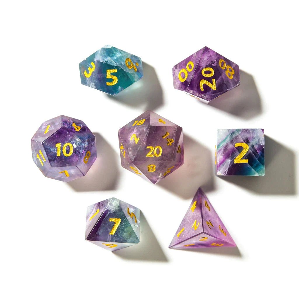 Rainbow Fluorite | Natural Gemstone | 7 Piece Set - Tabletop Dominion - We Print Miniatures