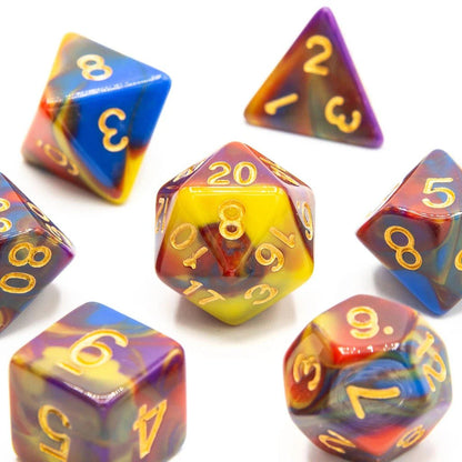 Rainbow Vortex | Acrylic Dice | 7 Piece Set - Tabletop Dominion - We Print Miniatures