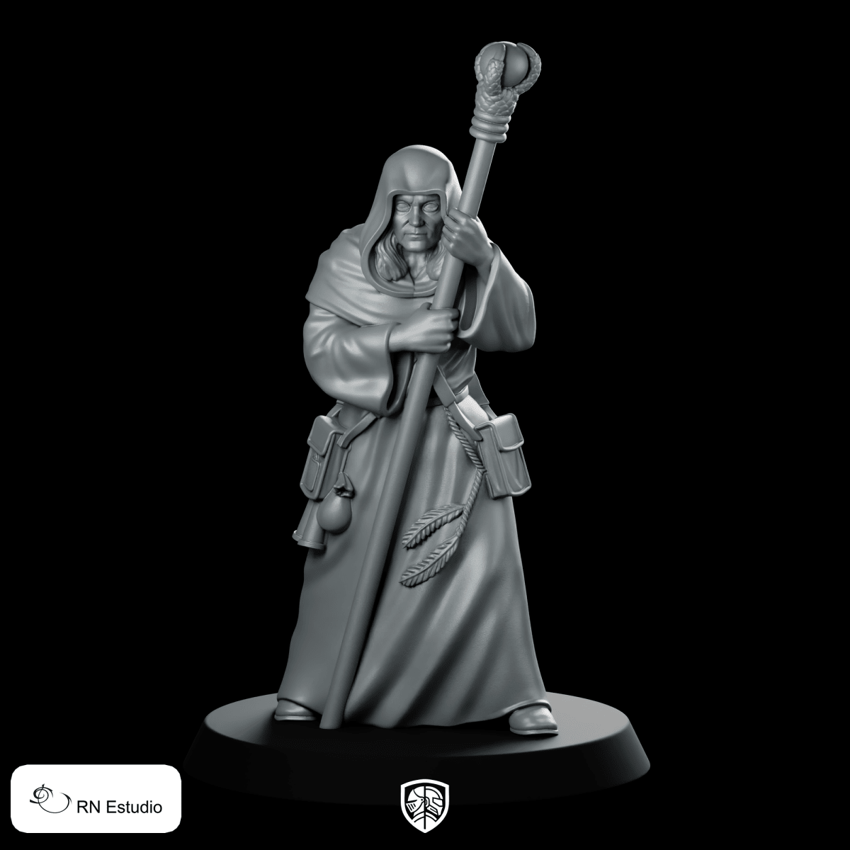 Raistlin The Mage Miniature Hooded Wizard Staff - RN Estudio - We Print Miniatures