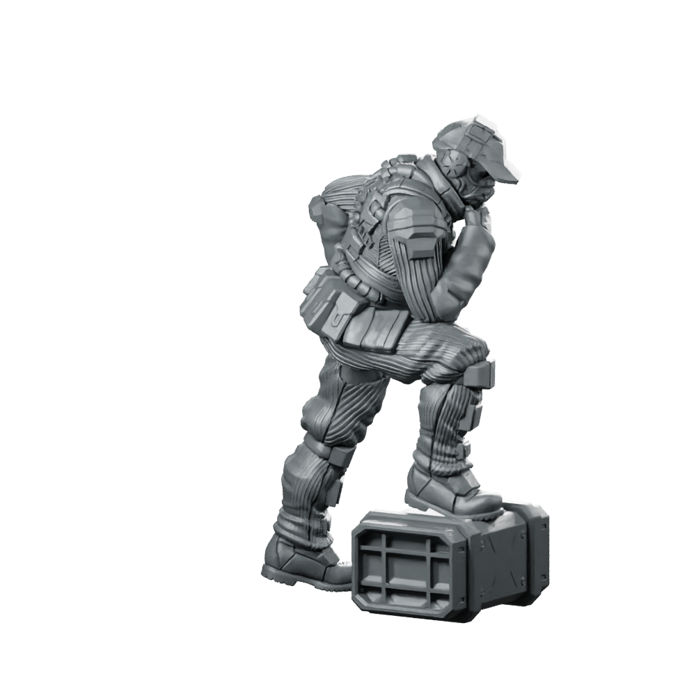 Randy Bones Carter Pose 2 Cyberpunk Miniature Sci-Fi Miniature 360 Spin 01