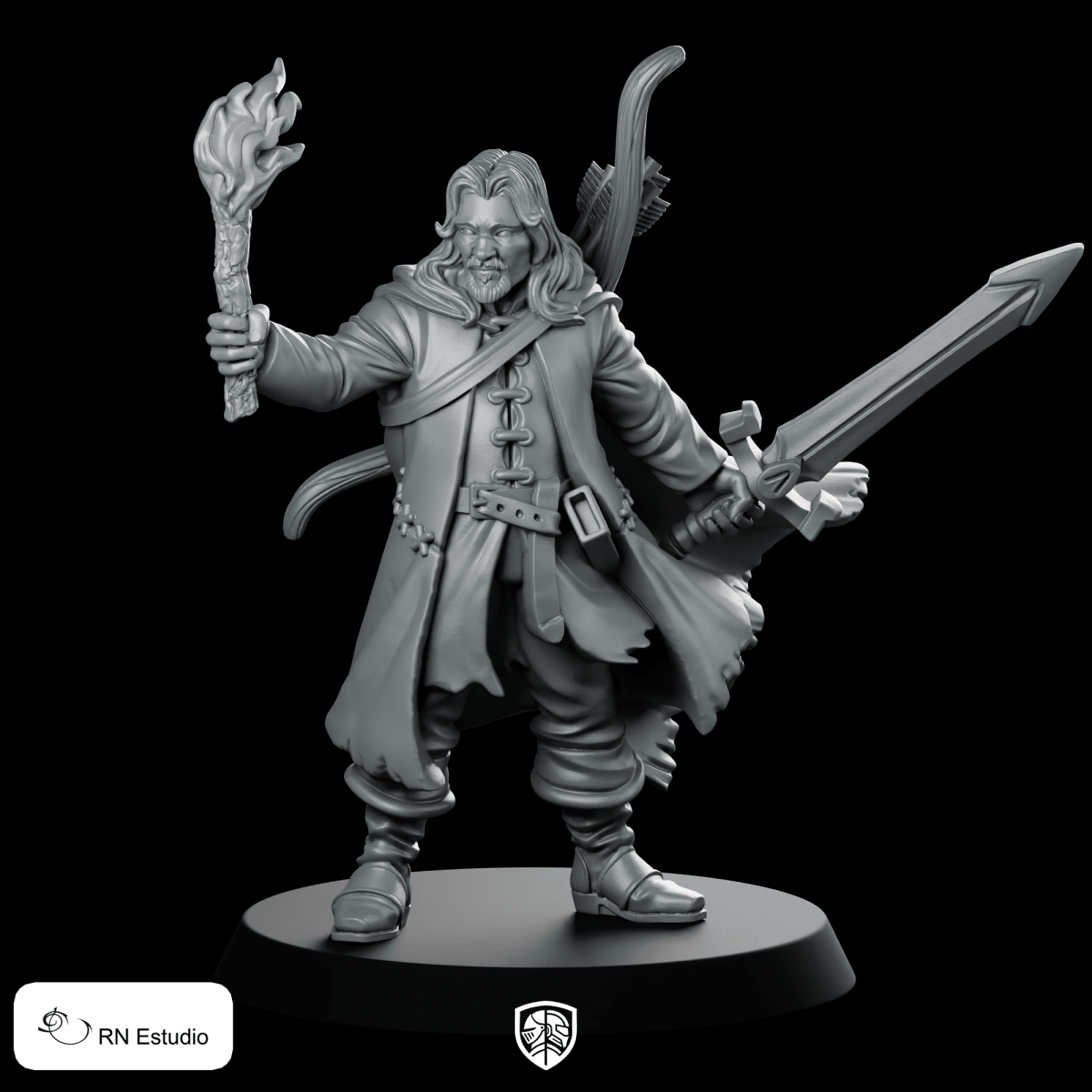 Ranger Belevor LOTR Bow & Sword Miniature Torchbearer - RN Estudio - We Print Miniatures