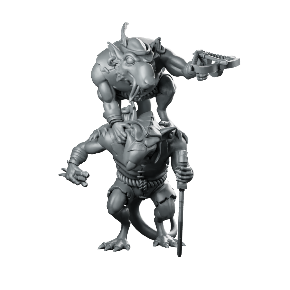 Rat Crossbow Duo Miniature Ratfolk Snipers Team Miniature 360 Spin 01