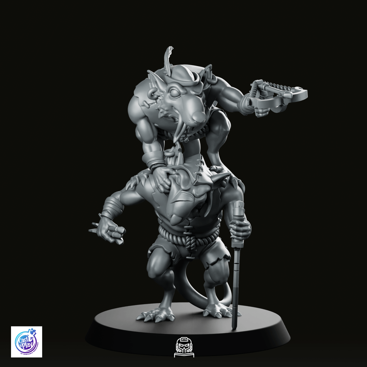 Rat Crossbow Duo Miniature - CastNPlay - We Print Miniatures