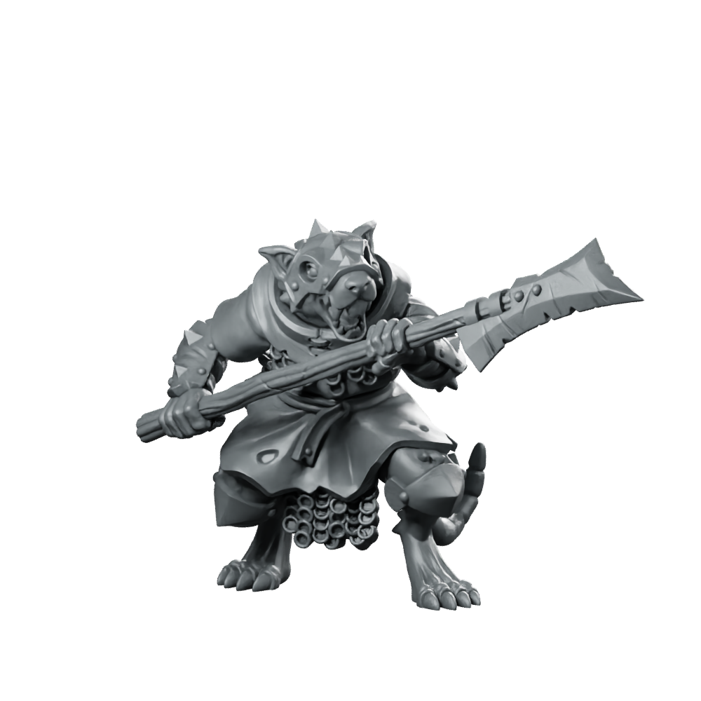Ratfolk 02 Miniature Ratman Halberdier Miniature 360 Spin 01