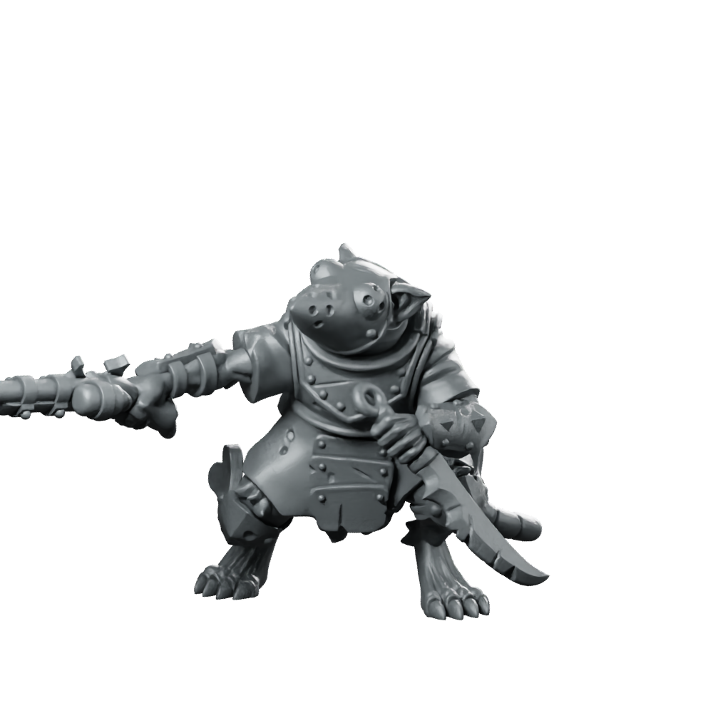 Ratfolk 05 Miniatures Ratman Gunner Duelist Miniature 360 Spin 01