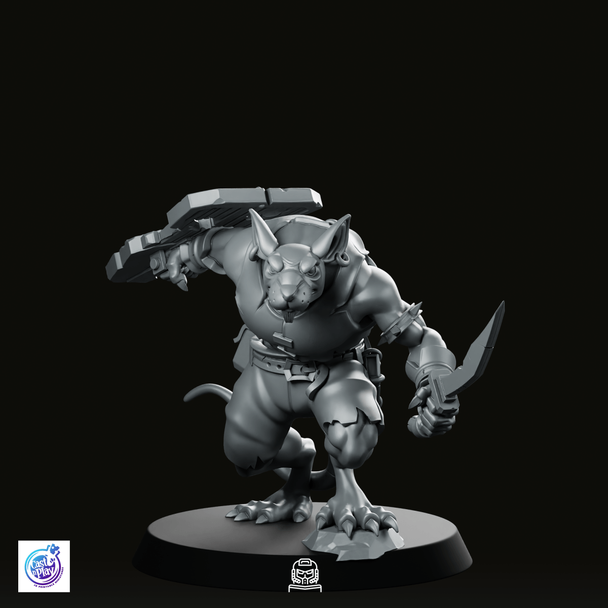 Ratfolk Frontline Fighter Miniature - CastNPlay - We Print Miniatures