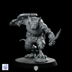 Ratfolk Frontline Fighter Miniature Sewer Shield Warrior - CastNPlay - We Print Miniatures