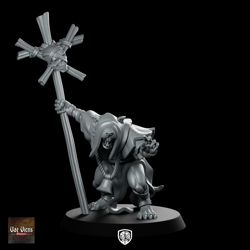 Ratkin Sorcerer Fantasy Miniature Hooded Staff Spellcaster