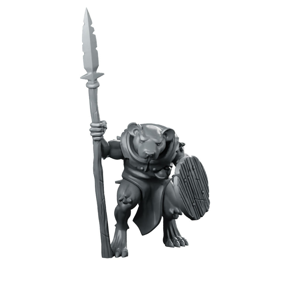 Ratman Pre Built 07 Miniatures Bearfolk Spearman Miniature 360 Spin 01