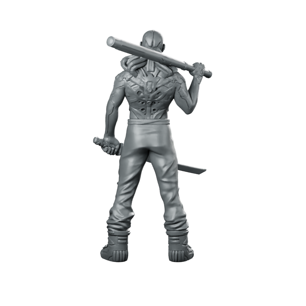 Rattler Cyberpunk Miniature Brutal Melee Brawler Streetfighter Miniature 360 Spin 01