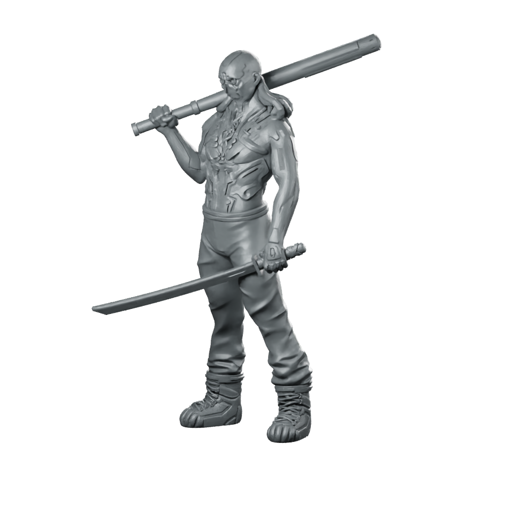 Rattler Cyberpunk Miniature Brutal Melee Brawler Streetfighter Miniature 360 Spin 04