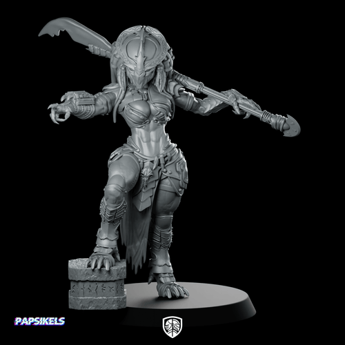 Raven Vixen Skull Hunter Miniature Sci - Fi Assassin - Papsikels Miniatures - We Print Miniatures