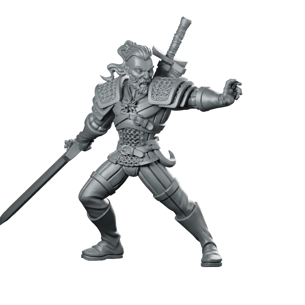 Witch Hunter Ravhald Miniature Armored Swordfighter Hero Miniature 360 Spin 01