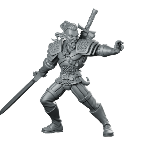 Witch Hunter Ravhald Miniature Armored Swordfighter Hero Miniature 360 Spin 01